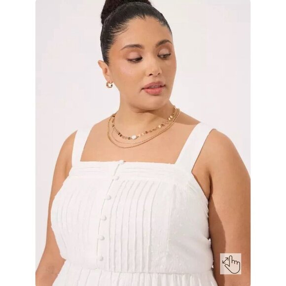 Torrid Size 4x White Swiss Dot Tiered Pin Tuck Tank NWT - Picture 2 of 8